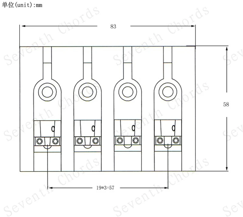 Ein Satz verstellbarer E-Bass-Gitarrenbrücken aus silbernem Eisen, 4 Saiten, Zubehörteile für Musikinstrumente – Detail 7
