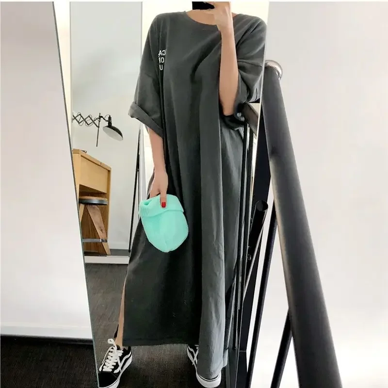 Spring Summer New Loose Printing Letter T Shirt Dress Short Sleeve All-match Simplicity Dresses Casual Fashion Women Clothing