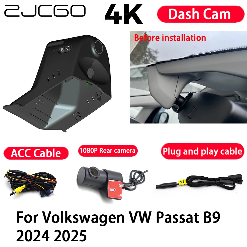 

Car Camera 4K Plug and Play Dash Cam Video Recorder Night Vision for Volkswagen VW Passat B9 2024 2025