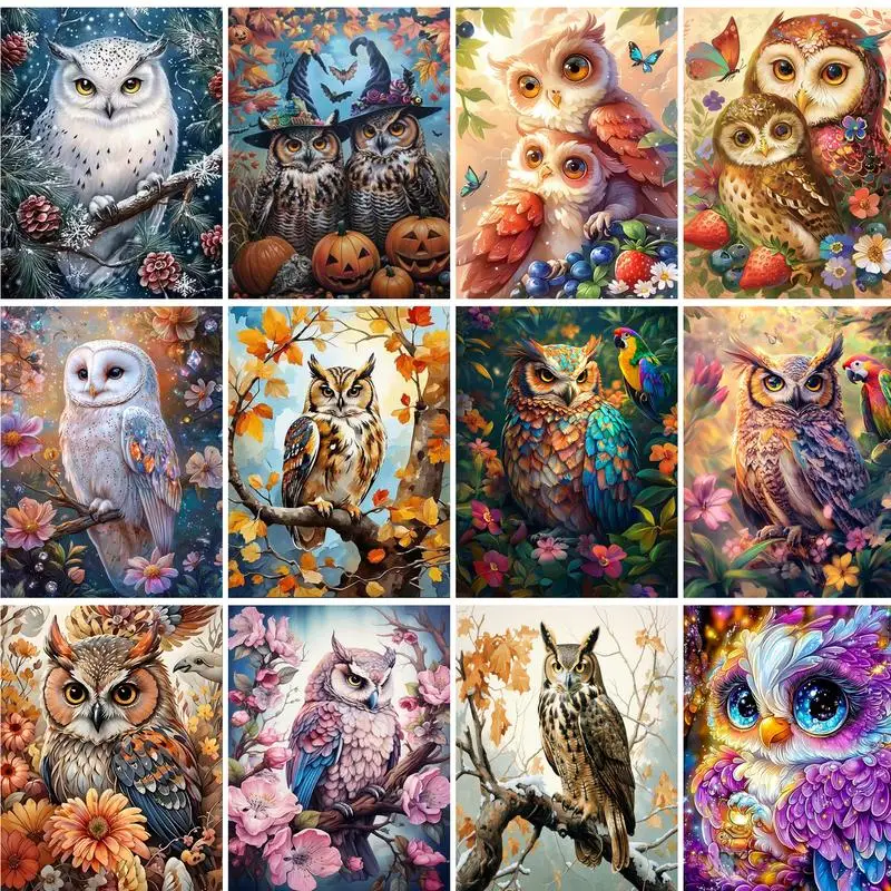 

GATYZTORY DIY Pictures By Number Owl Kits Painting By Numbers Animal Drawing On Canvas Hand Painted Picture Art Gift Home Decor