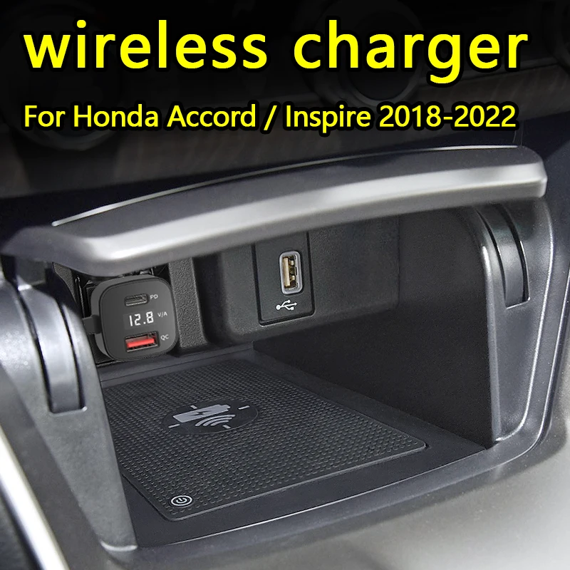 Car Wireless Charger for Honda Accord 2018 2019 2020 2021 2022  for iPhone 14 13 12 11  Pro Max Samsung  Phone Fast Charging