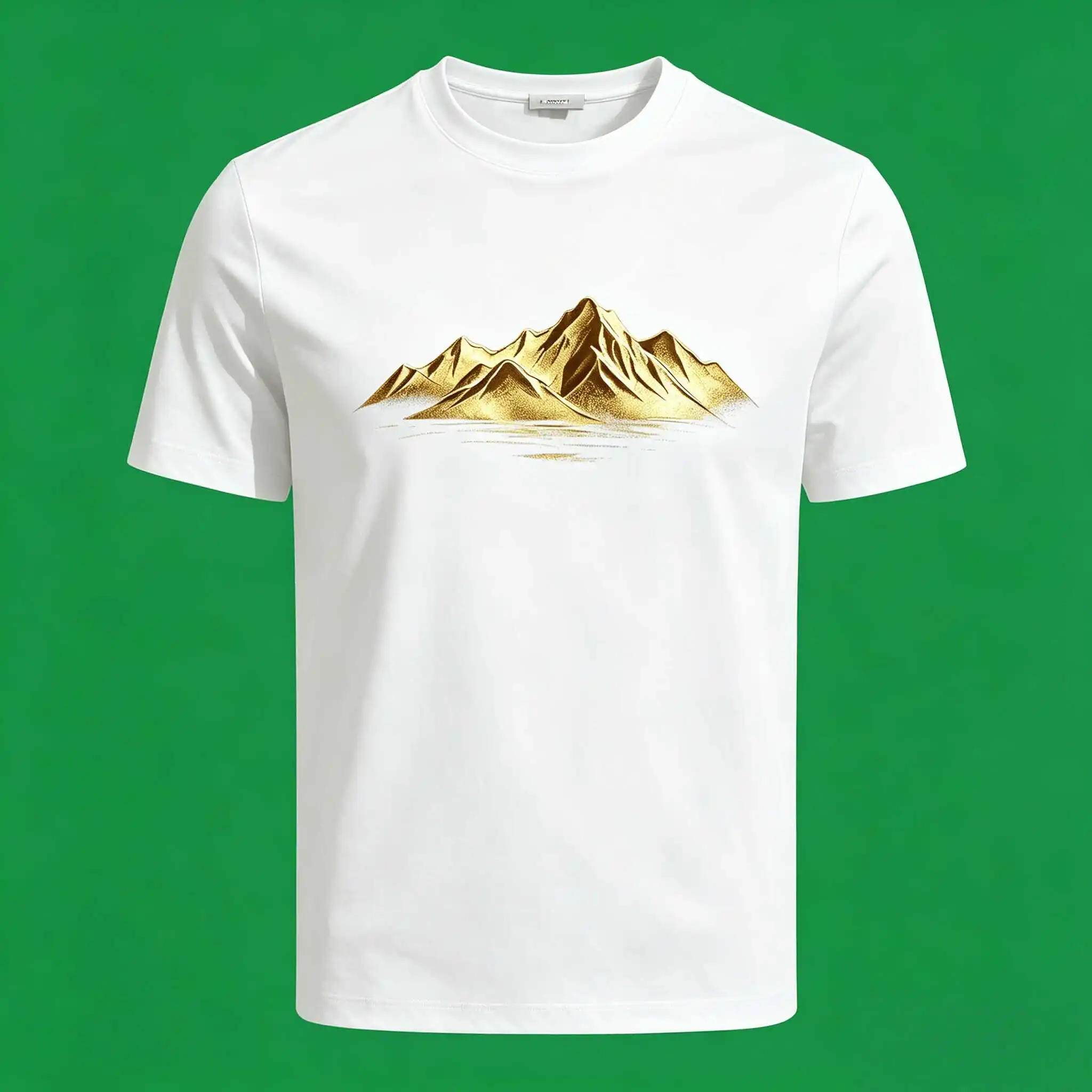 US Local Shipping 3-5 Days Delivery | Unisex Black Gold Mountain Print T-Shirt Oversized 100% Cotton Quiet Luxury Tee Premium Metallic Embroidery-Inspired Casual Minimalist Aesthetic Streetwear Top