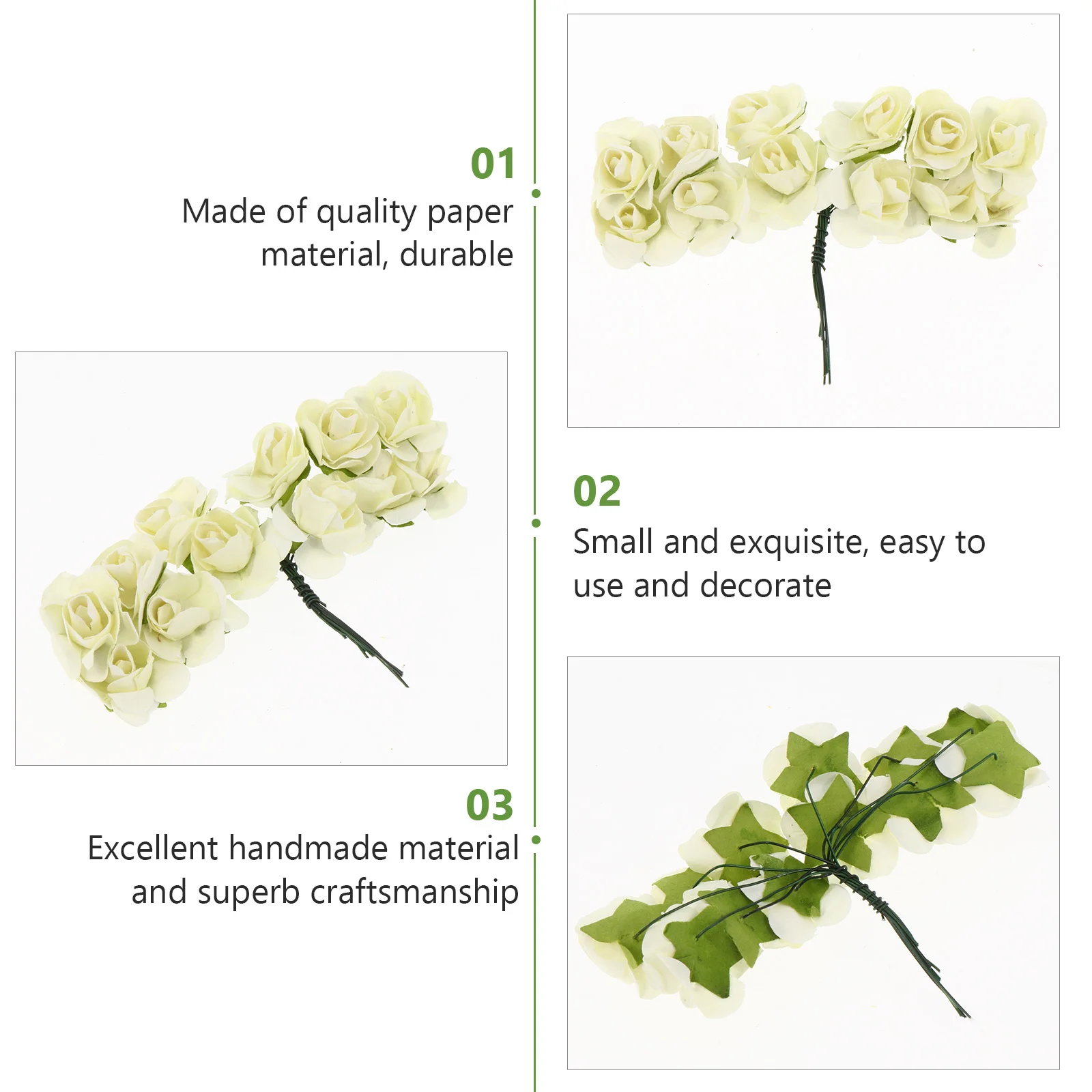 

144 Pcs Wedding Paper Flowers Artificial Simulation Rose Fake Arrangement for Decoration Long Stem Arrangements