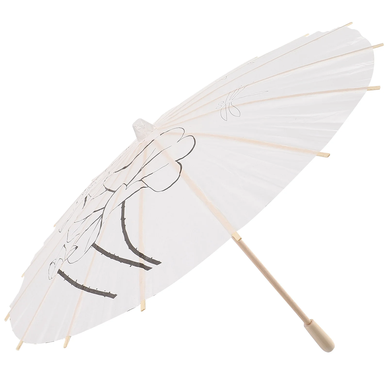 

Retro Vintage Decorative Paper Umbrella Diy Crafts Blank Parasol For Wedding Party Photography Smooth Wooden Handle Diy Paper