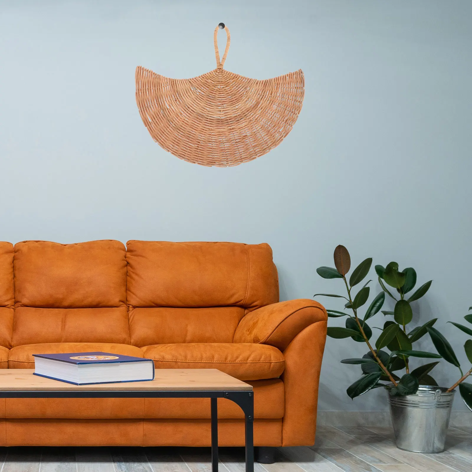 

Rattan Fan nament Nordic Hanging Decor Home Store Cafe Bar Hotel Pendant Woven Craft Wall Art Lighting Fixture
