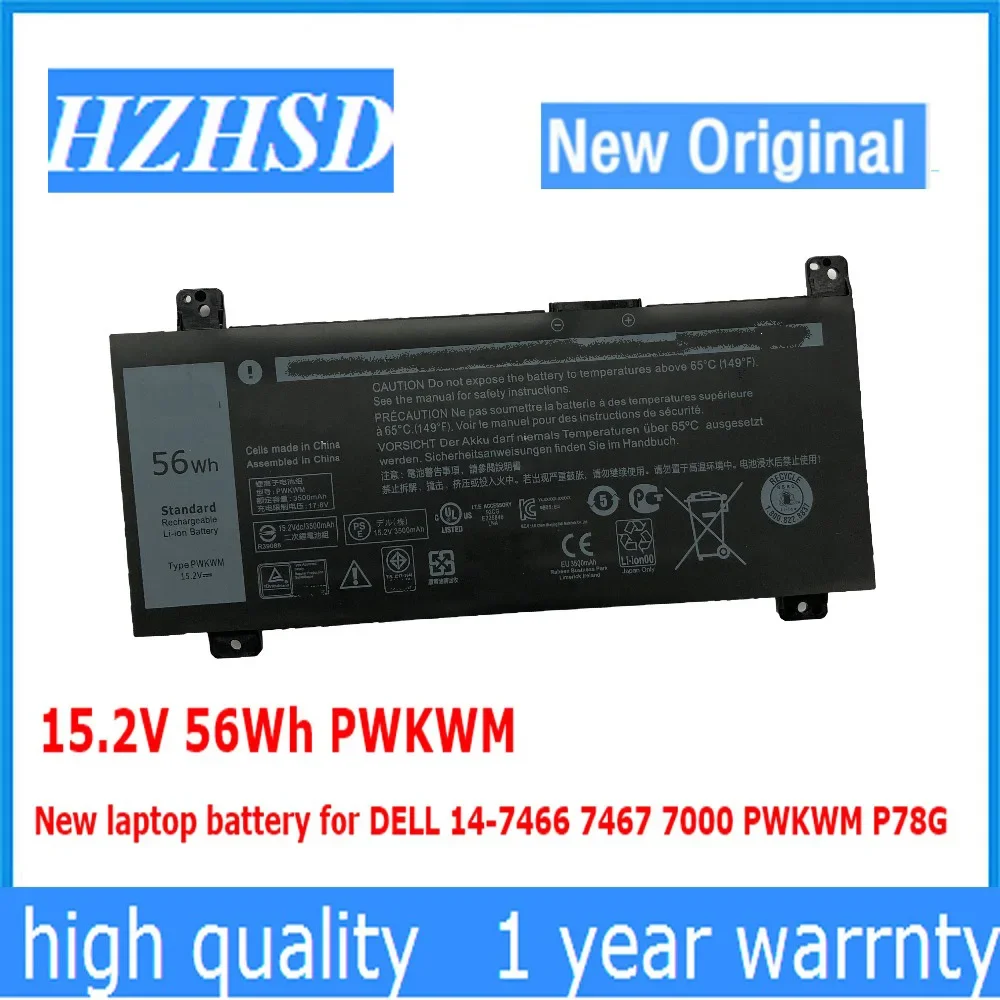 

15.2V 56Wh PWKWM original laptop battery For DELL Inspiron 14-7466 14-7467 Series laptop M6WKR 63K70 P78G001 P78G