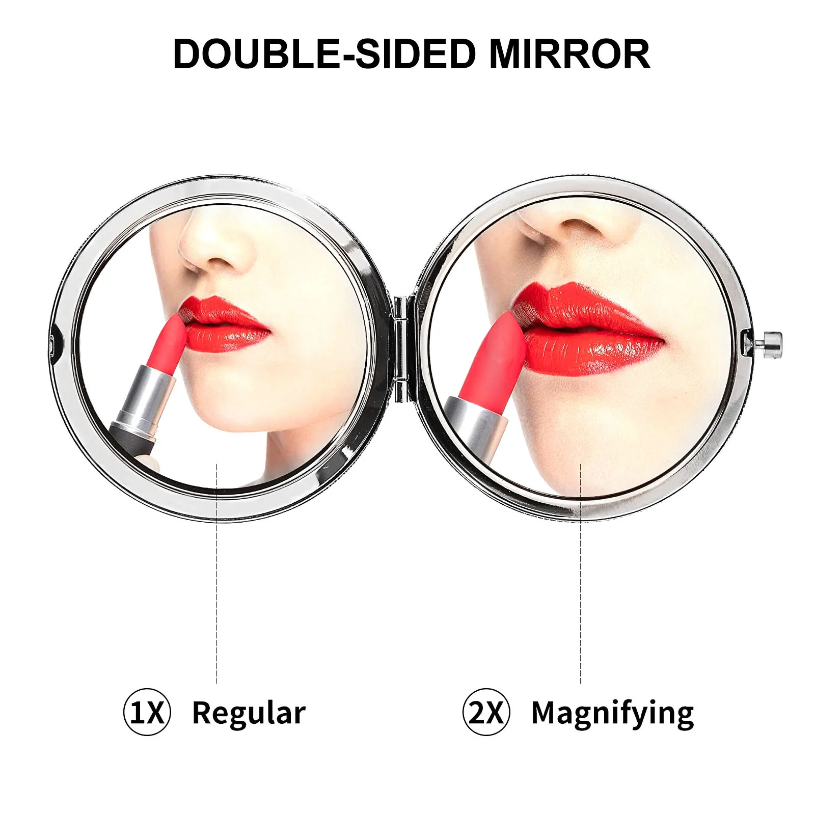 

Compact Mirror Portable Folding Makeup Mirror Dual-Sided Shiny Finish Convenient for Travel Business Outdoor Activities