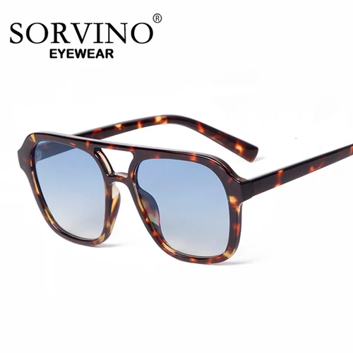 SORVINO Rerto gafas de sol cuadradas hombres mujeres doble puente gradiente té azul gafas de sol diseñador de lujo viajes al aire libre tonos