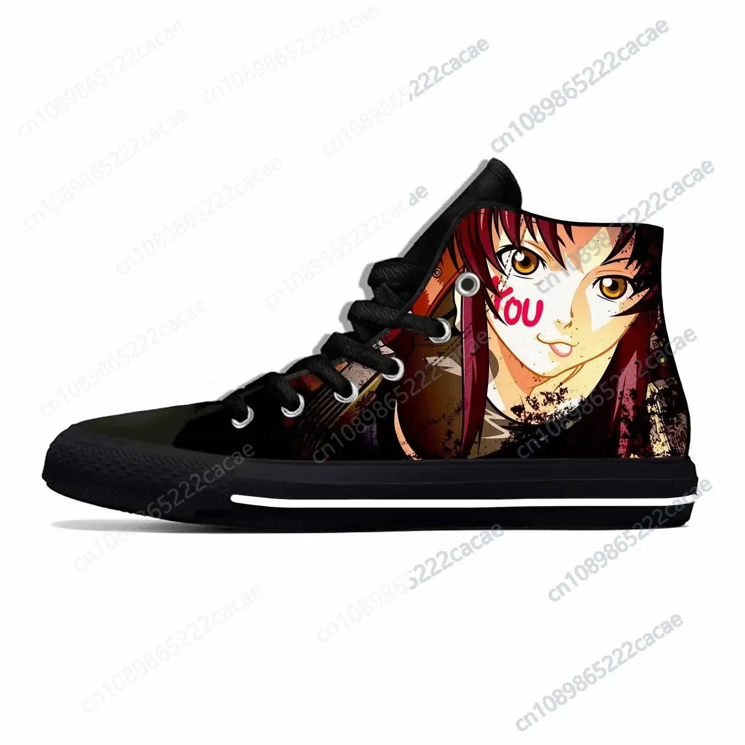 Japanese Anime Cartoon Manga Black Lagoon Revy Casual Cloth Shoes High Top Lightweight Breathable 3D Print Men Women Sneakers