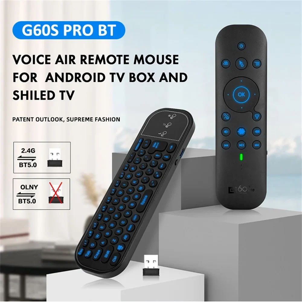 G60S Pro BT 2.4GHz Wireless Voice Air Mouse telecomando con Mini tastiera retroilluminata Touchpad per TV Box Computer Sep Top Box