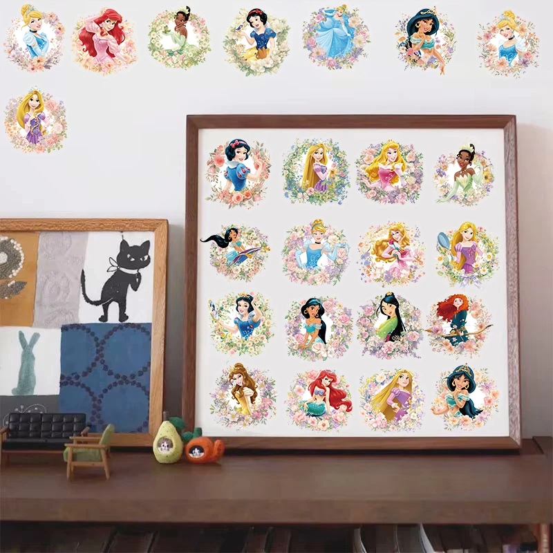 50 Uds. De pegatinas transparentes de princesa de Disney, regalo para el salón, monopatín, papelería, portátil, equipaje, monopatín, arte, dormitorio comunitario