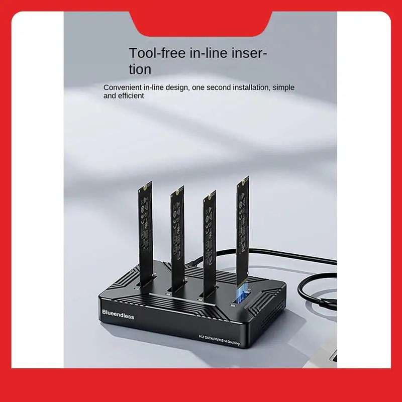 Blueendless 4 Bay M2 SSD Box Type C USB3.2 10 Гбит/с M.2 NVME SATA Ngff Корпус SSD из алюминиевого сплава с двумя протоколами