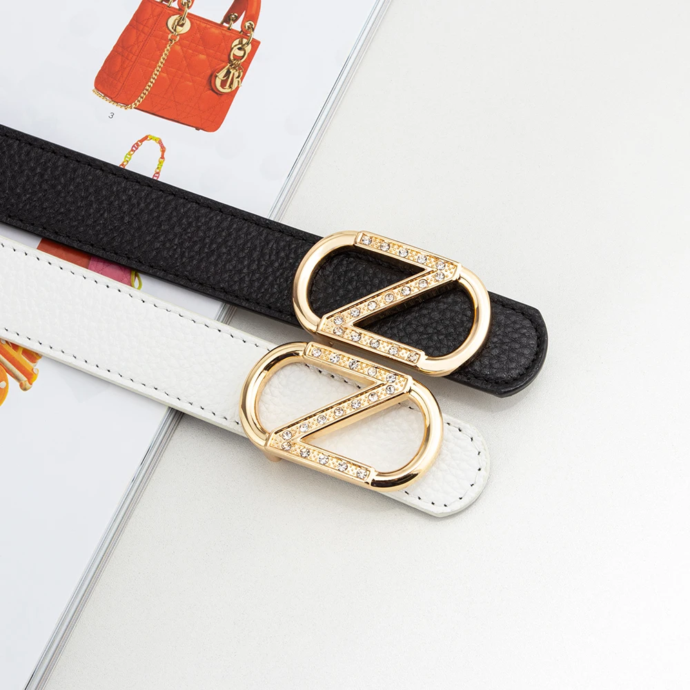 Desinger Z Logo Leather Belt for Women Black White Dress Jean Strap Metal Pin Buckle Party Street Decoration Accessories