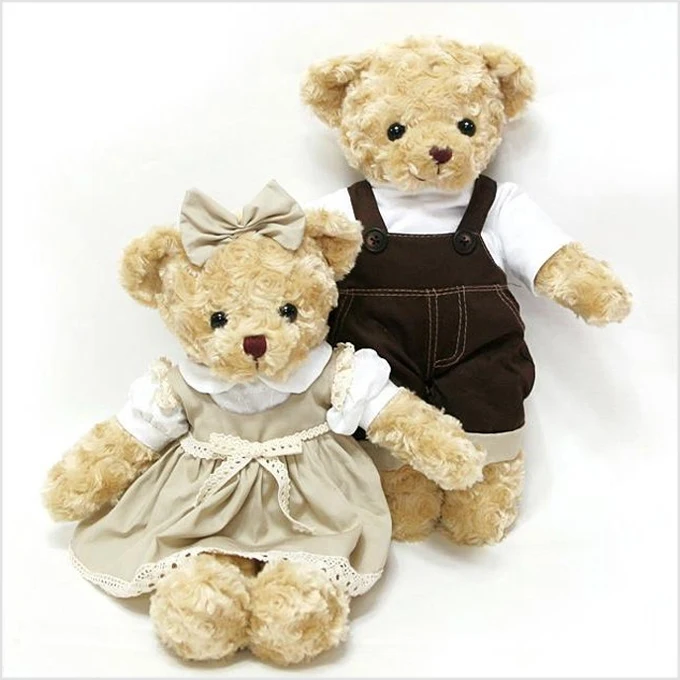 

Couple Teddy Bears Plu Toys Curly Hair Dolls Men's Women's Baby Bear Gifts Soft Stuffed Toys Universal Age PP Cotton Filling