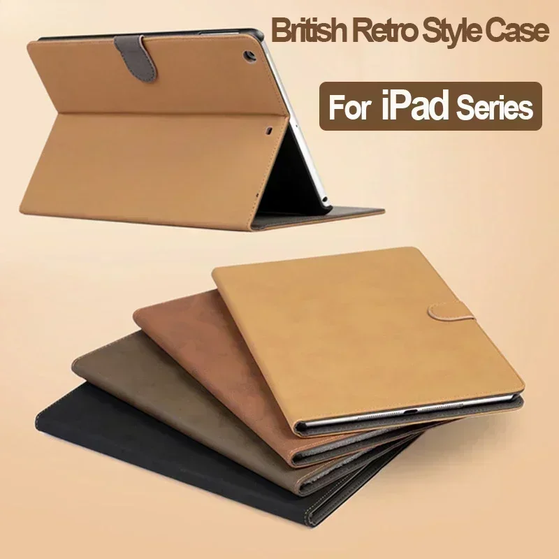 British Retro Case For iPad 2 3 4th 5 6 Air 1 2 Air 3 4 5 10.9 Pro 11 Mini 6 5 4th 3 2 1 iPad 7 8 9 10th Frosted Business Cover