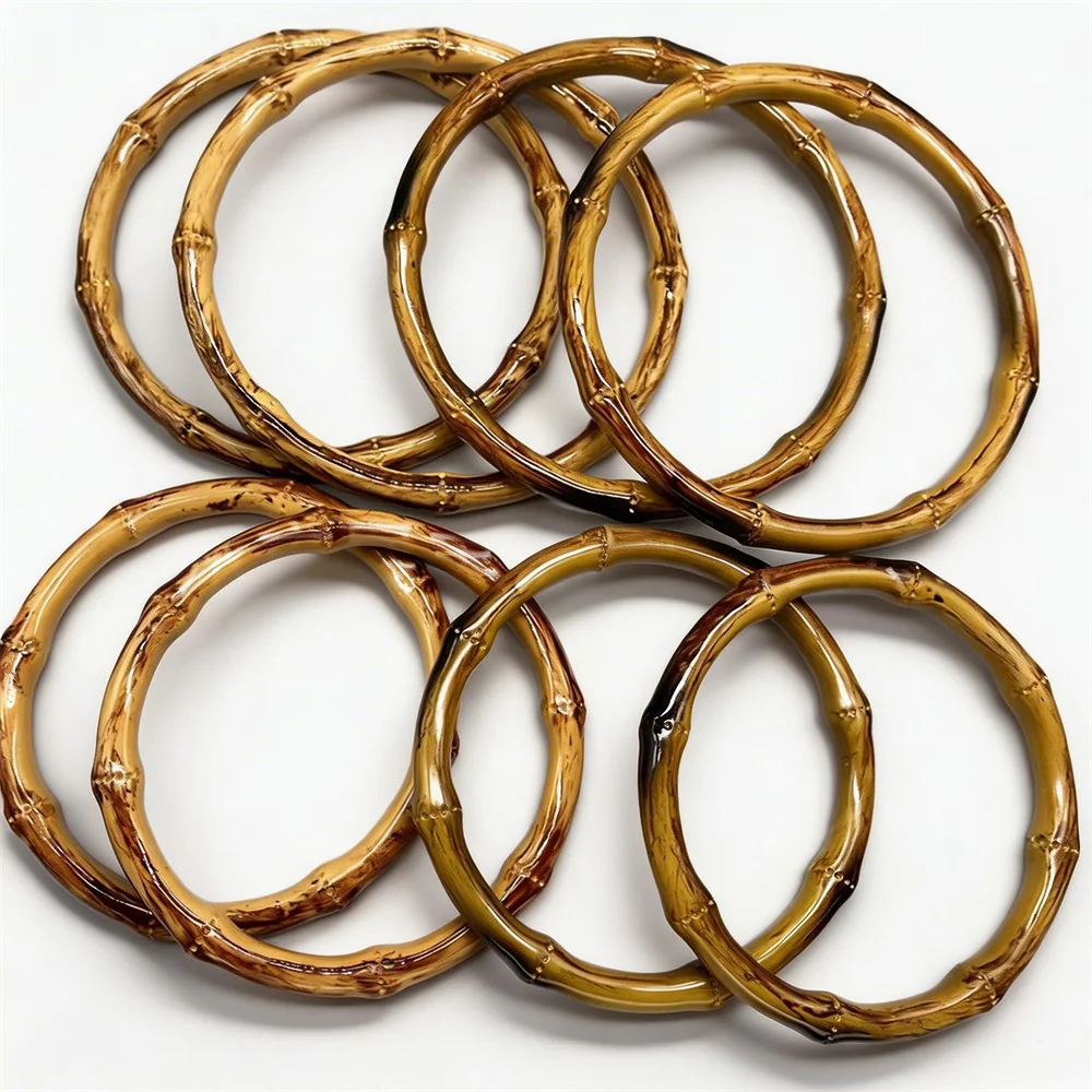 12 Pcs Handbag Purse Frame Woven Obag Replace Handle DIY Bags Accessories 12/13/15cm Plastic O Ring Faux Bamboo Bag Handles