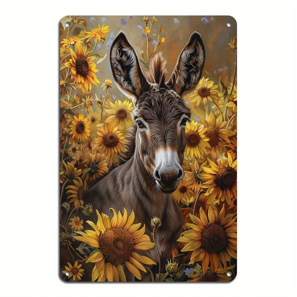 

1PC Vintage Donkey and Sunflower Metal Iron Sign for Home Restaurant Bar Cafe Garage Decor 8x12 inch Home Wall Decoration