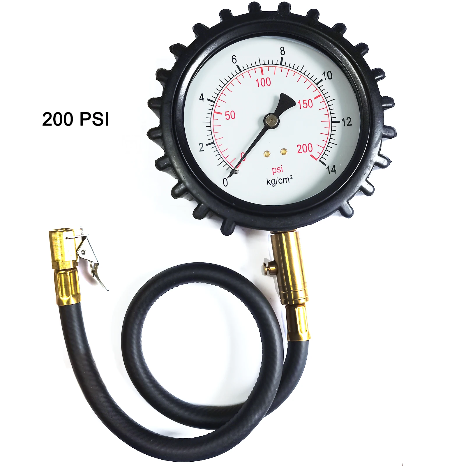 Atsafepro 4 Inch Bandenspanningsmeter 87 Psi 140 Psi 200PSI Nauwkeurigheid Analoge Manometer Clip On Air Chuck Racing tyre Gauge