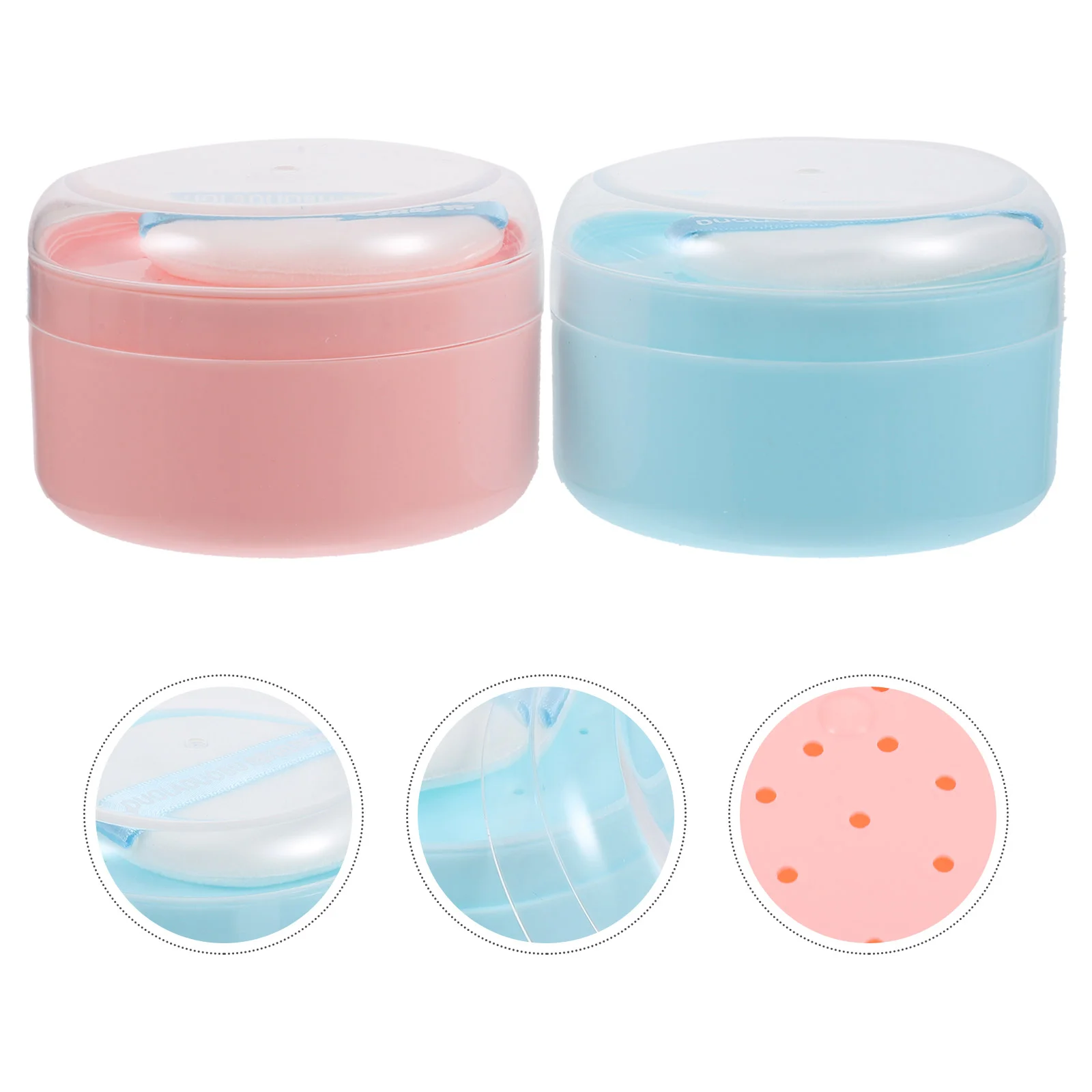 

2 Pcs Baby Powder Travel Size Bottle Drying Rack Body Puff and Container Empty Puffs with