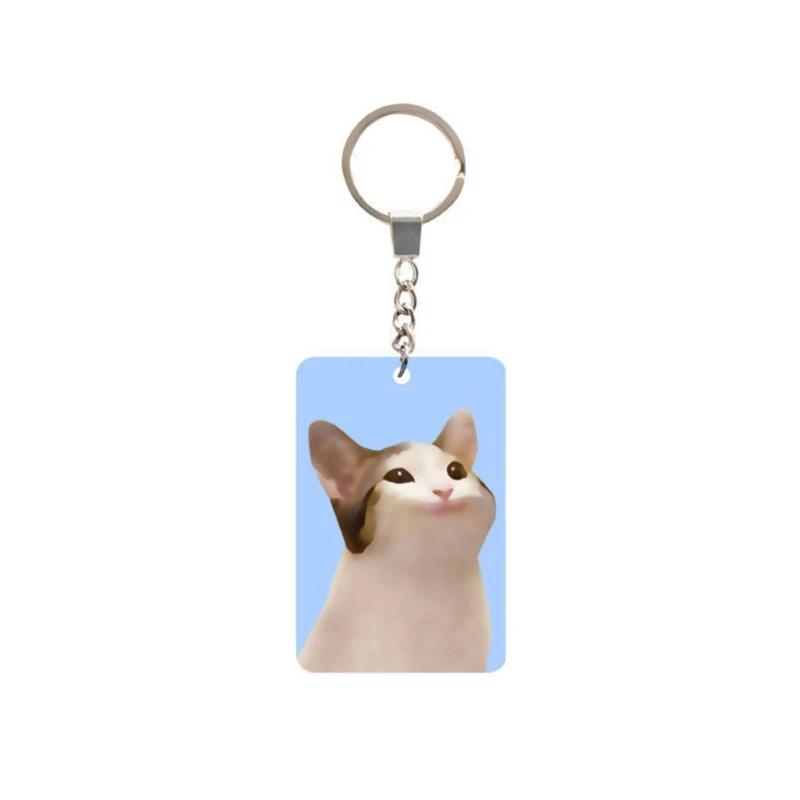 Dynamic Shake Mouth Cat Acrylic Keychain Cute Cartoon Animal Keyring Bag Pendant Personality Holographic Key Chains Fashion