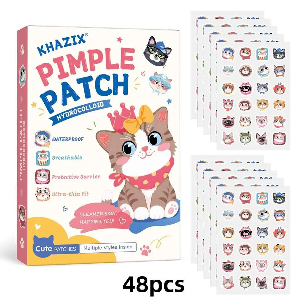 PE Cartoon Acne Patch Colorful Spot Patche Invisible Cover Cat-shaped Facial Concealer Stickers Gentle Skincare
