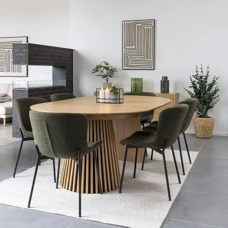 Home High Class  Modern Art Deco Wooden Extendable 72 Inches Round Real Wood Circle Dining Room Table with Extension