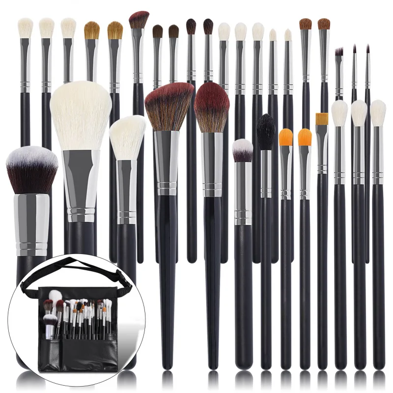 20/34High-Grade Soft Fiber Hair Black Makeup Brush Full Set