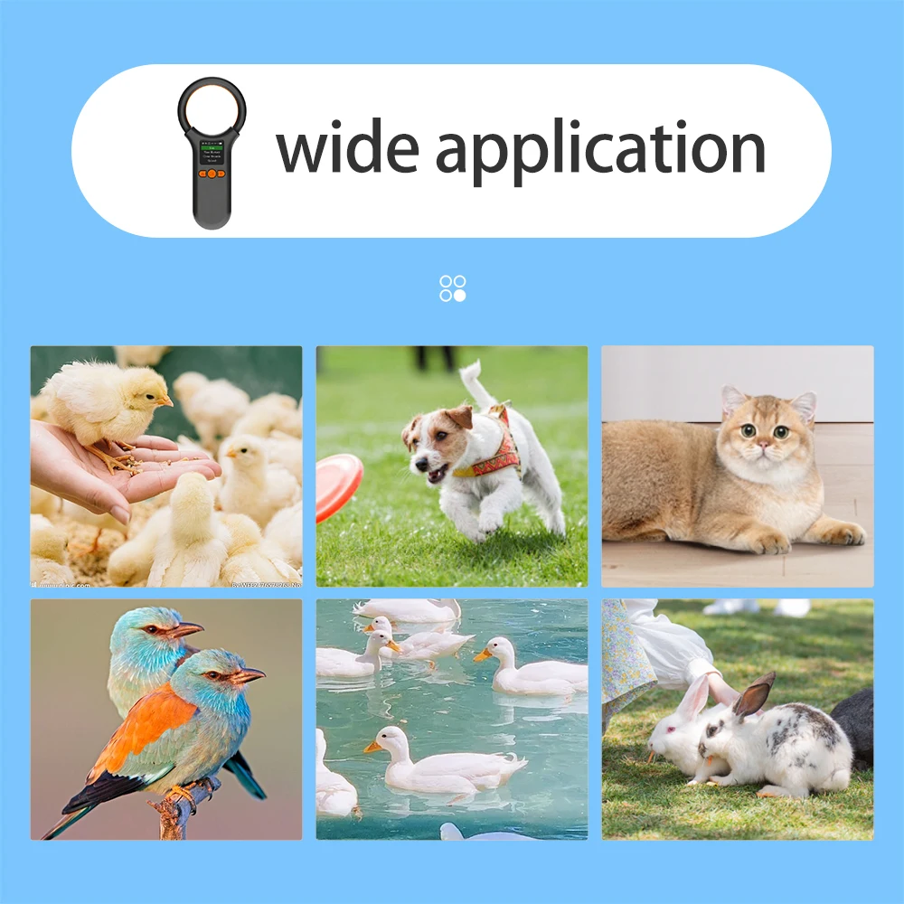 Animal Microchip Pet Tag Scanner ID Reader RFID EMID Animal Handheld Chip Reader BT+USB+2.4G Connect Support Storage Function