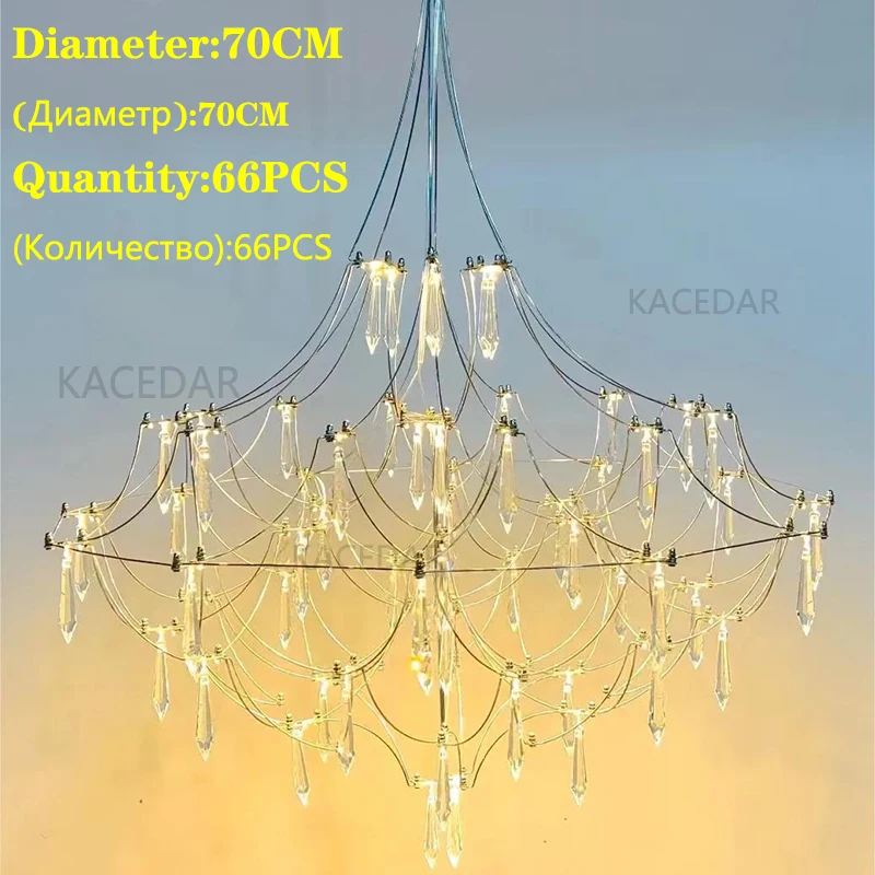 Clothing Store Nordic Postmodern Crystal Chandelier LED Stainless Steel Luxury Lamps Living Room Dining Table Firefly Luminaires