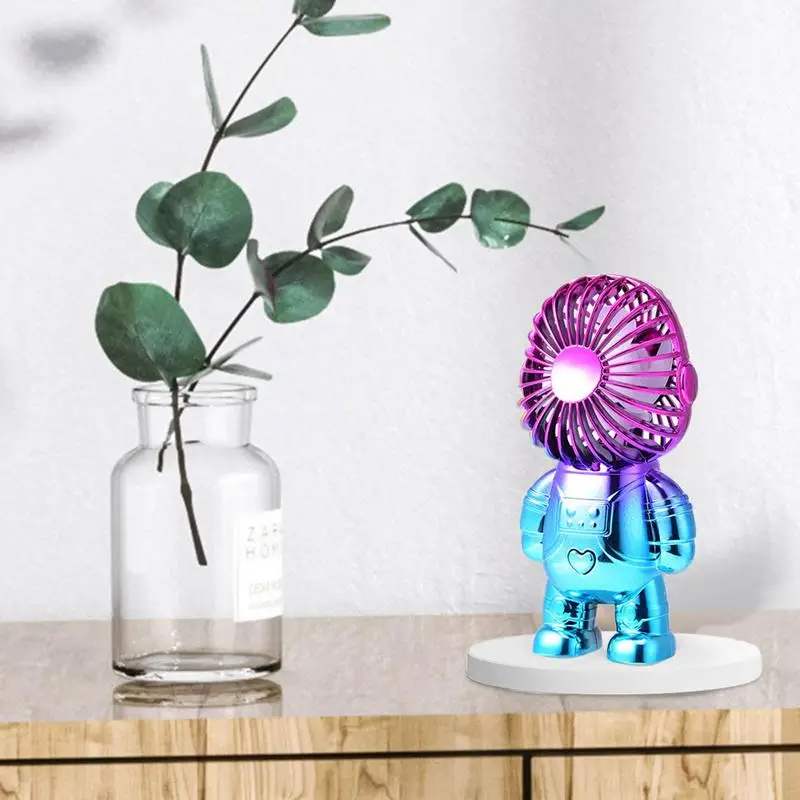Astronaut Mini Fan Small Fan With Base Holder Rechargeable Fan Cosmonaut Pocket Fan Portable Fan For Commuting Queuing Shopping