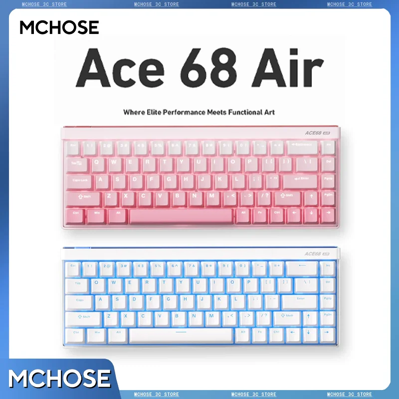 

MCHOSE ACE68 AIR Gaming Keyboard Hall Effect RT 0.005mm Accuracy 65% 68-Key Layout Hot Swappable Low Latency 8K RGB Keyboard