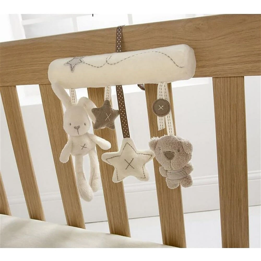 Hängendes Rasselspielzeug für Babys, weiches Plüsch-Aktivitätsspielzeug für Kinderbett, Kaninchen-Sternform für Kleinkinder, Weihnachtsgeschenk