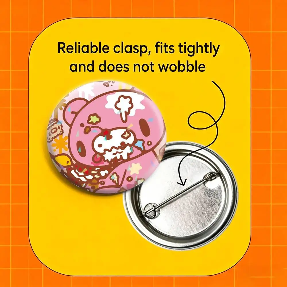 Anime Gloomy bear Cute 32/44/58mm Handmade Pins Round Brooch Badge Backpacks Clothes Jewelry Gifts