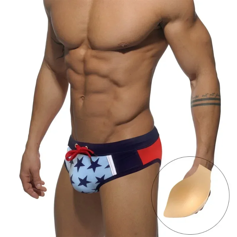 

Men's Sexy Swim Briefs Trendy Color Blocking Swim Suit Quick Drying Breathable Beach Shorts Sexy Low Waist Bikini Men Swimwear