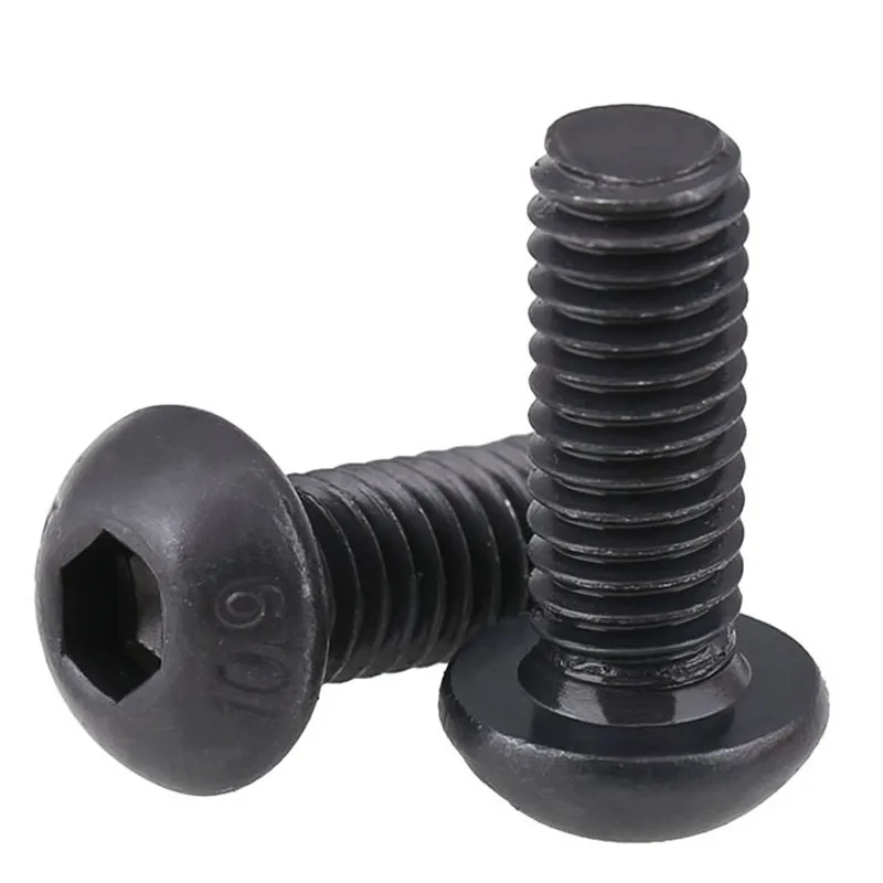 ISO7380 Schwarze runde Innensechskantschrauben M5*6/8/10/12/16/20 mm Innensechskant-Halbrundkopfschrauben. Schwarzer Stahl der Güteklasse 10,9