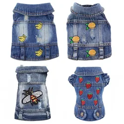 Stylish Embroidery Design Pet Denim Coat Dog Clothes, Puppy Clothing, Spring Cowboy Jacket, Jeans for Small and Medium Dogs