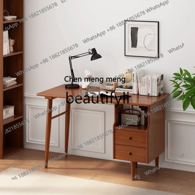 Nordic solid wood desk light luxury modern minimalist desk Japanese double computer desk