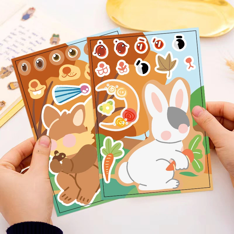 8PCS Cool Forest Animals Cartoon Stickers Decals For Kids DIY Laptop Scrapbook Fridge Graffiti Funny Sticker Toy Gifts