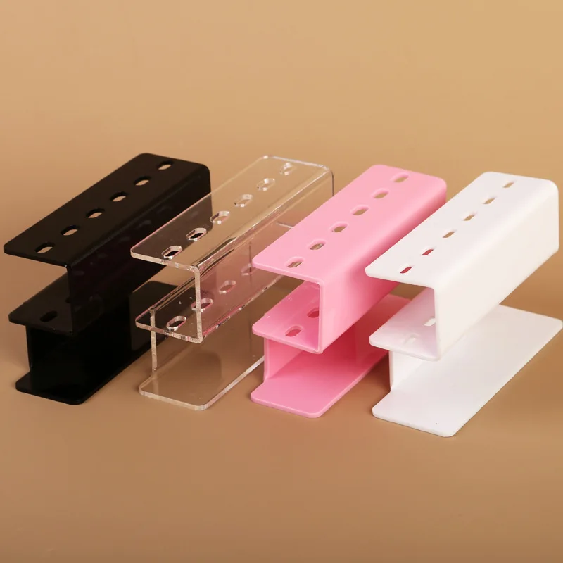 Soporte de almacenamiento para pinzas de pestañas, soporte acrílico con 6 agujeros, organizador de pinzas portátil, herramienta de maquillaje para extensión de pestañas