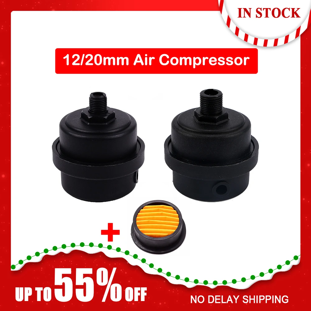 Silenciador de compresor, filtro de compresor de aire, filtro de entrada, silenciador de ruido, filtro de aire de rosca de 1/2 \'\', 1/4\'\', 12 20mm