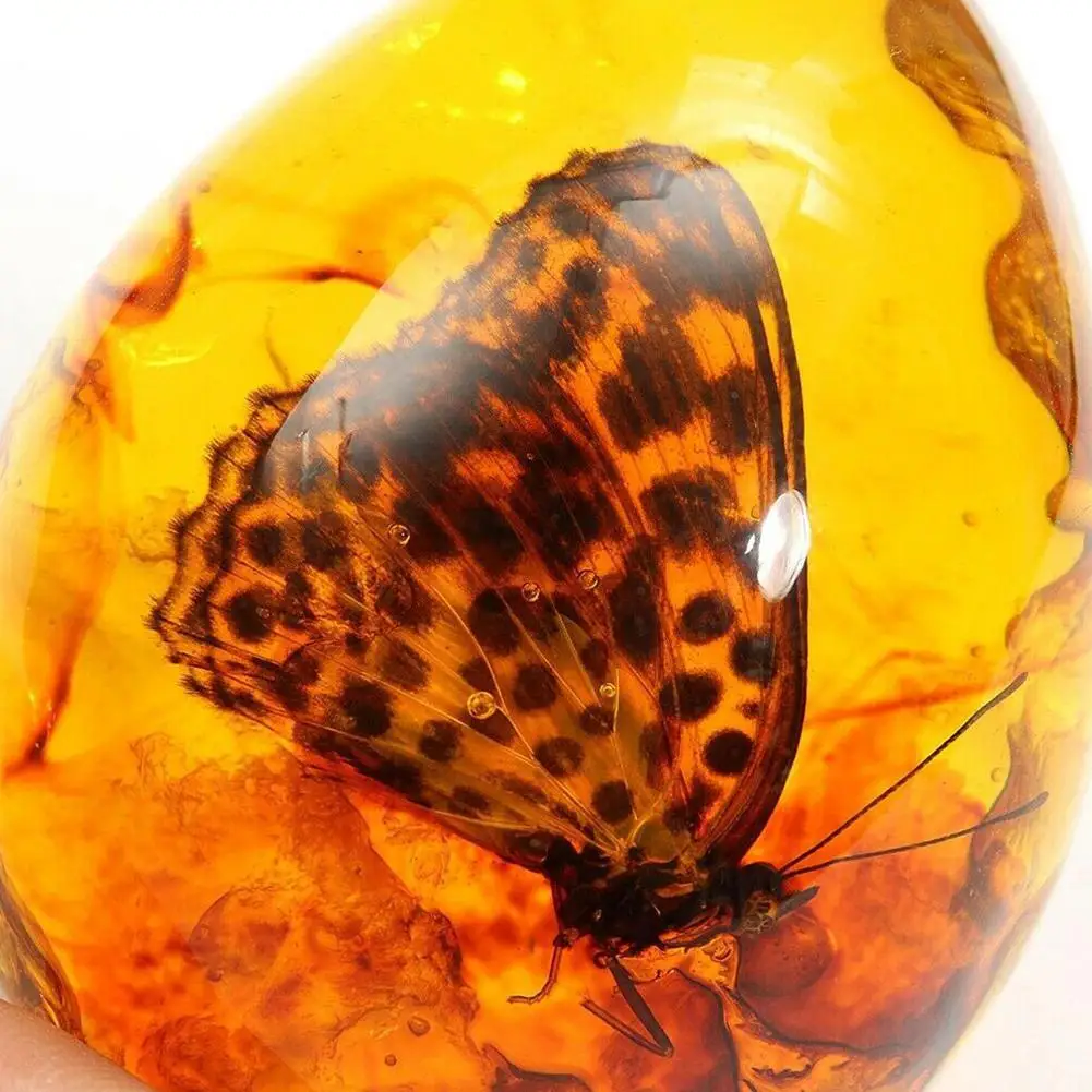 5*4cm Beautiful Amber Butterfly Insects Stone Pendant Necklace Gemstone For DIYJewellery Pendant Crafts Home Decoration X3U6