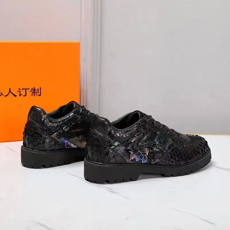 2024new arrival Fashion Snake Skin causal shoes men,male Genuine leather Sneaker  pdd101