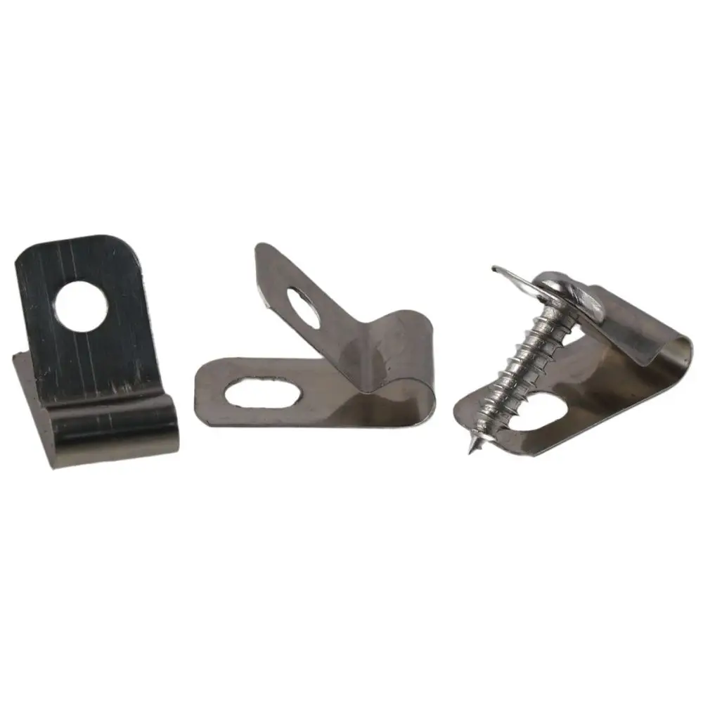 100 PCS Stainless Steel Wire Clamp and Stainless Steel Screws R-Shaped Wire Clamp Wire Fencing Clamps Trailer Frame Wire Clips