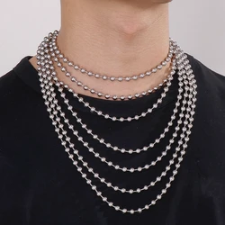 2/3/4/6/8mm Simple Balls Link Chain Necklaces For Men Women Silver Color Stainless Steel Balls Collar Choker Hip Hop Jewelry