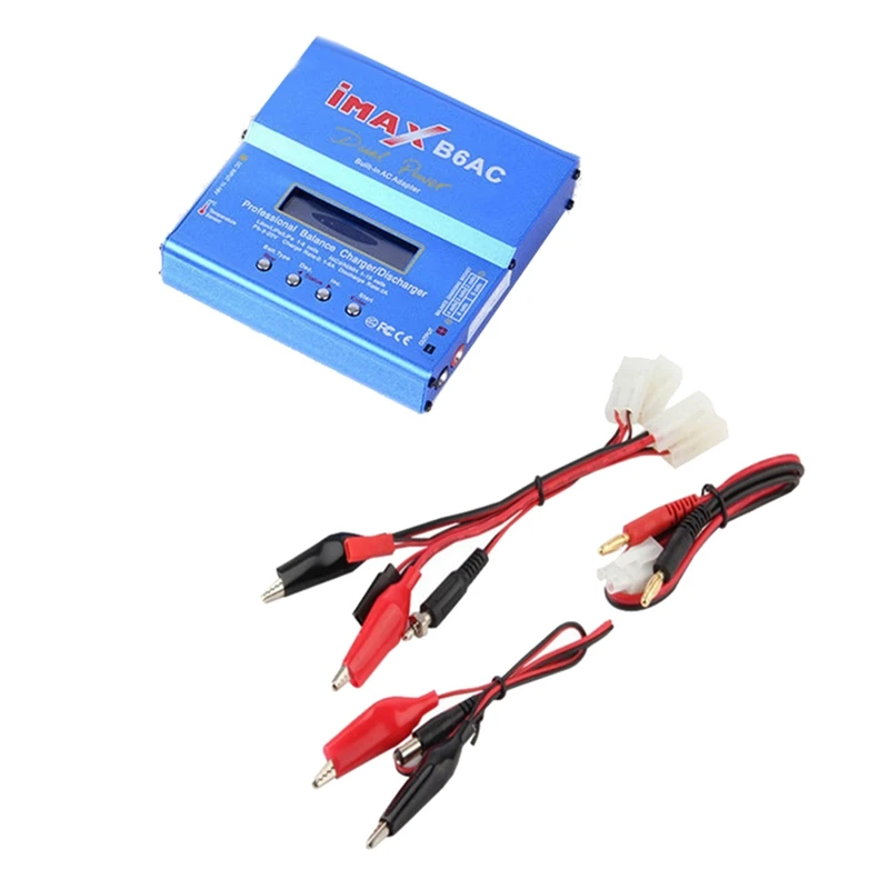 For IMAX B6AC 80W RC Balance Charger+Tamiya Cable Digital Li-Ion Life Nimh Nicd PB Lipo Battery Discharger US Plug Easy Install