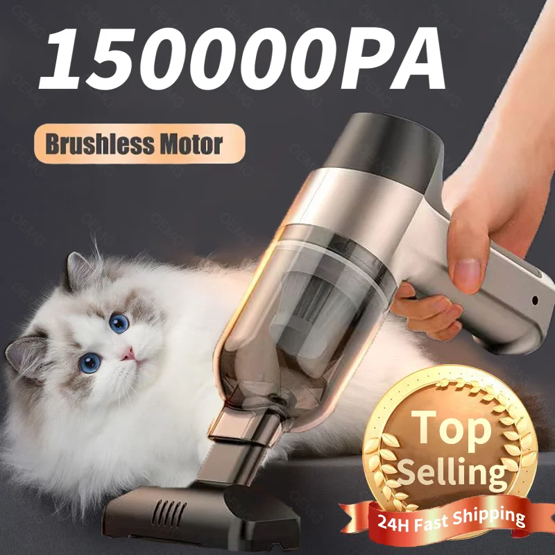 

CENRR Car Vacuum Cleaner 150000PA Poweful Wireless Vacuum Cleaner Portable Handheld Strong Suction Car Cleaner Home Appliance