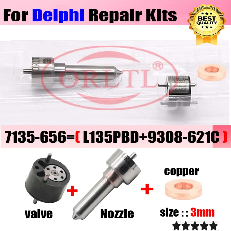 

NEW EJBR00504Z Injector Repair Kit 7135-656 Injector Nozzle Tip L135PRD L135PBD Valve 9308-621C for Delphi 00504Z FORD JAGUAR
