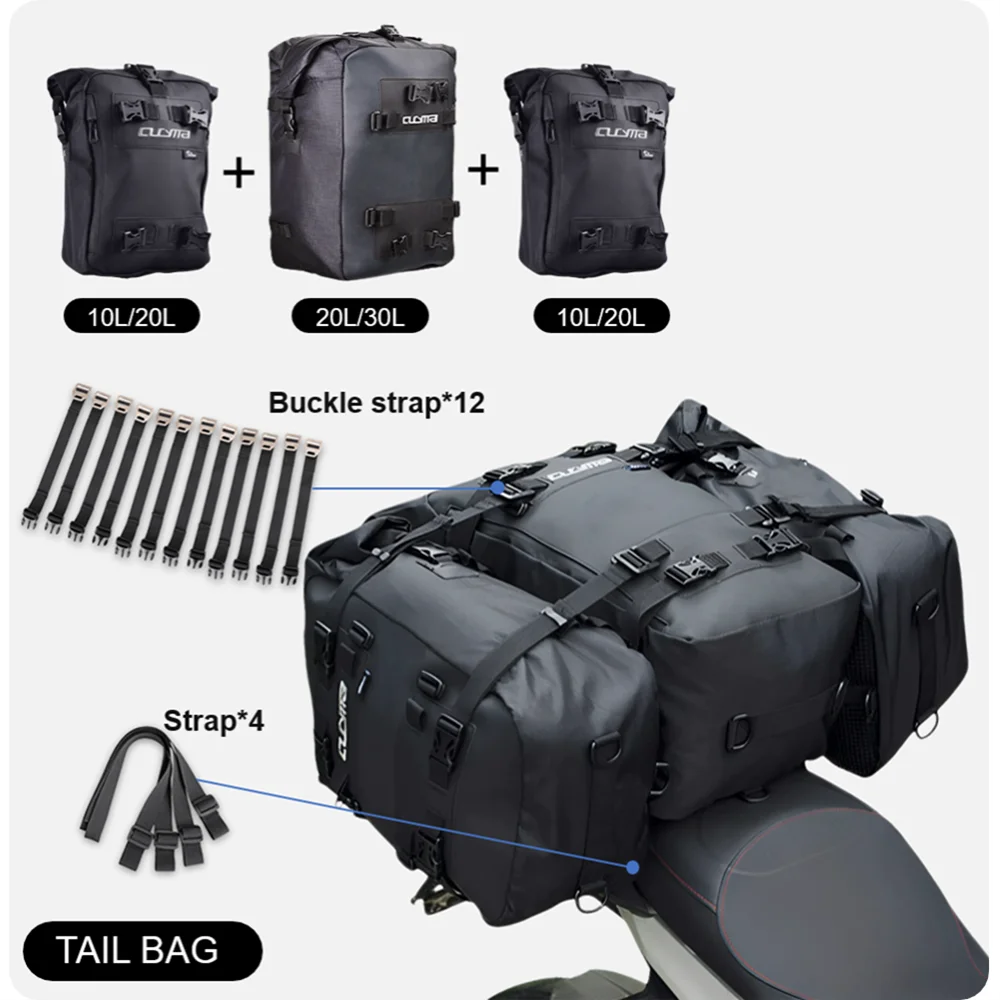 دراجة نارية على ظهره حقيبة مضادة للماء 10L 20L 30L دراجة نارية الذيل حقيبة العالمي في الهواء الطلق السلة السرج حقيبة الملحقات