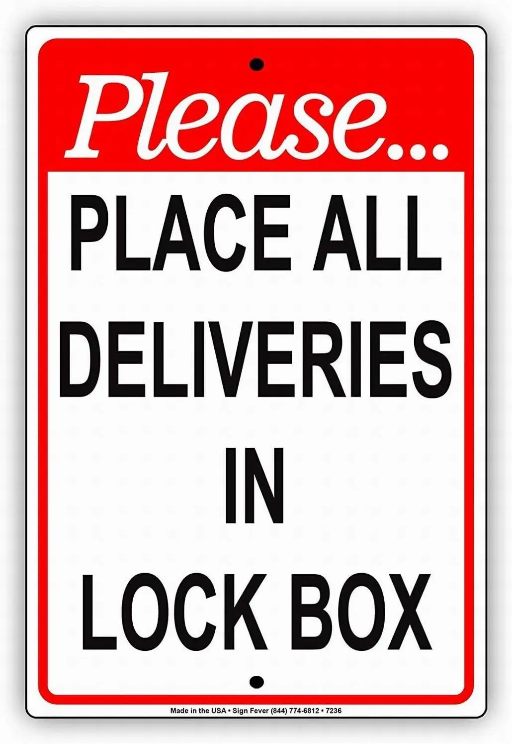 Safety Sign 8x12 Please Place All Deliveries in Lock Box Polite Wall Art Warning Caution Tin Signs Metal Road Yard Decor