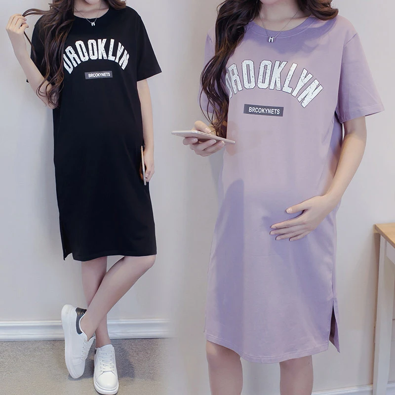 New Arrival Maternity Dress Spring Summer Trendy Pregnancy Dress Solid Short-Sleeve Nursing Dress For Pregnant Women